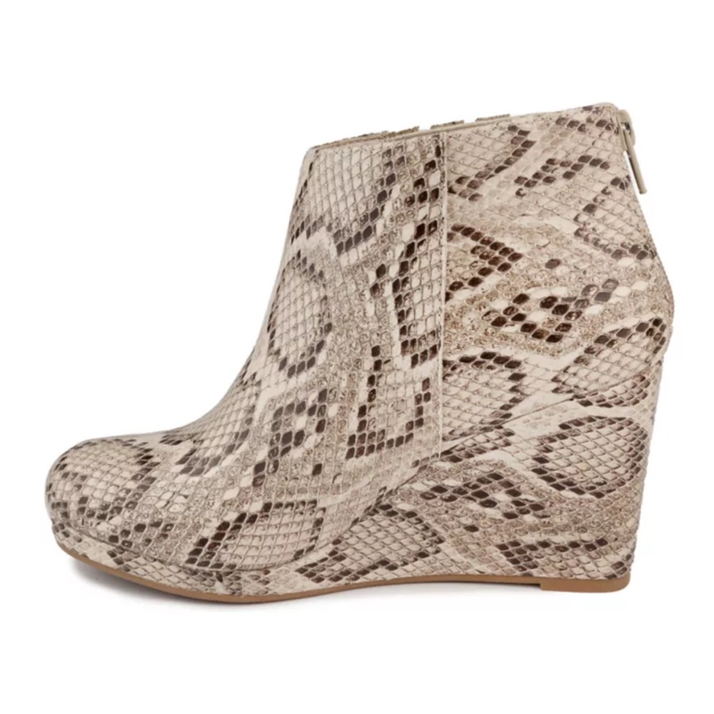 Sugar Juliette Stylist Snakeskin Wedge Ankle Boots Sz 8